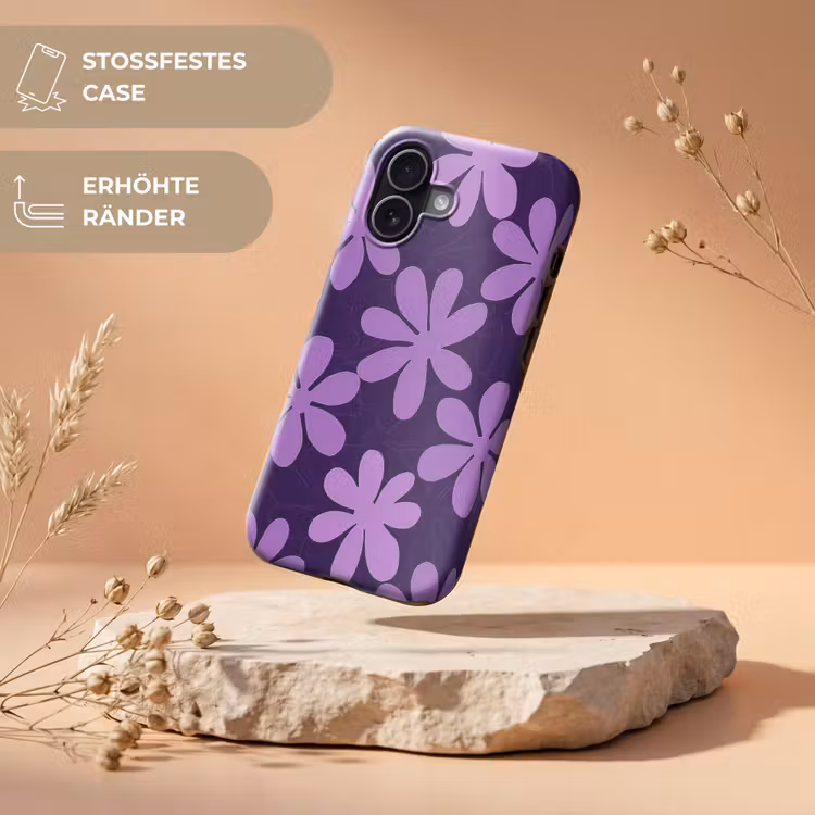 Handyhülle Toughcase - Lila – Botanisch – Blumen – Retro – Muster — 5