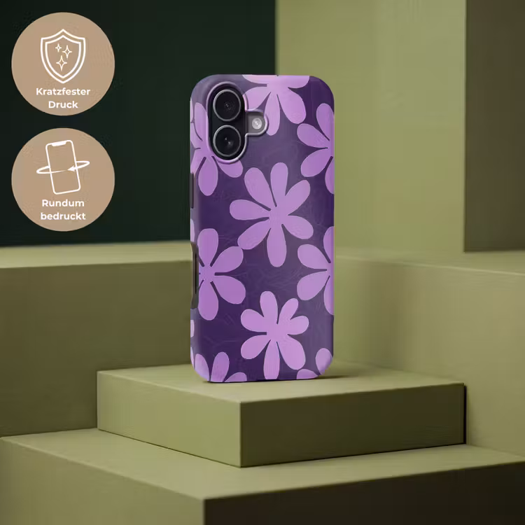 Handyhülle Toughcase - Lila – Botanisch – Blumen – Retro – Muster — 7