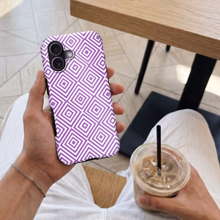 Handyhülle Toughcase - Lila – Geometrisch – Rauten – Konzentrisch – Muster — 4
