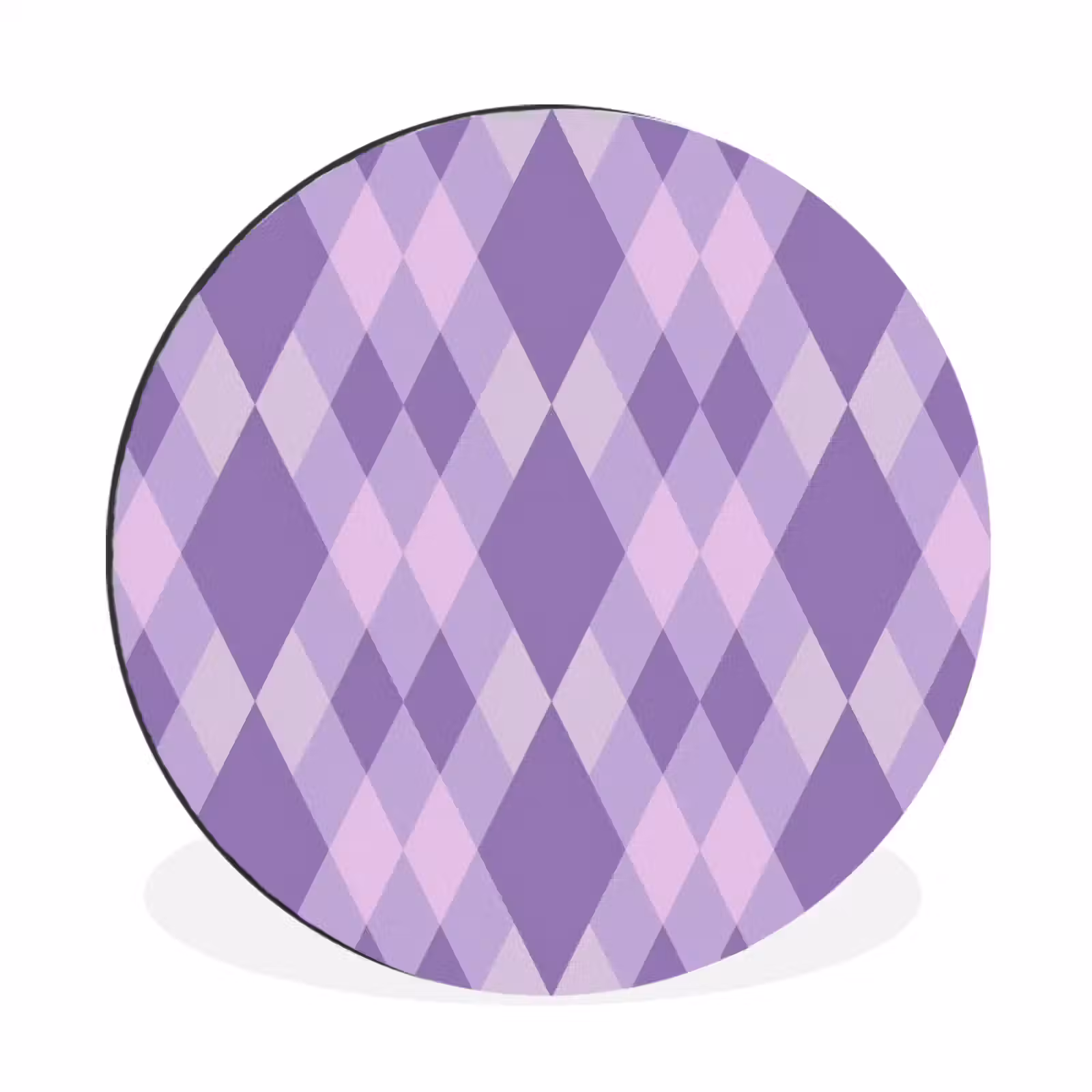 Alu-Dibond-Bild Rund - Lila – Geometrisch – Rauten – Argyle – Muster — 1