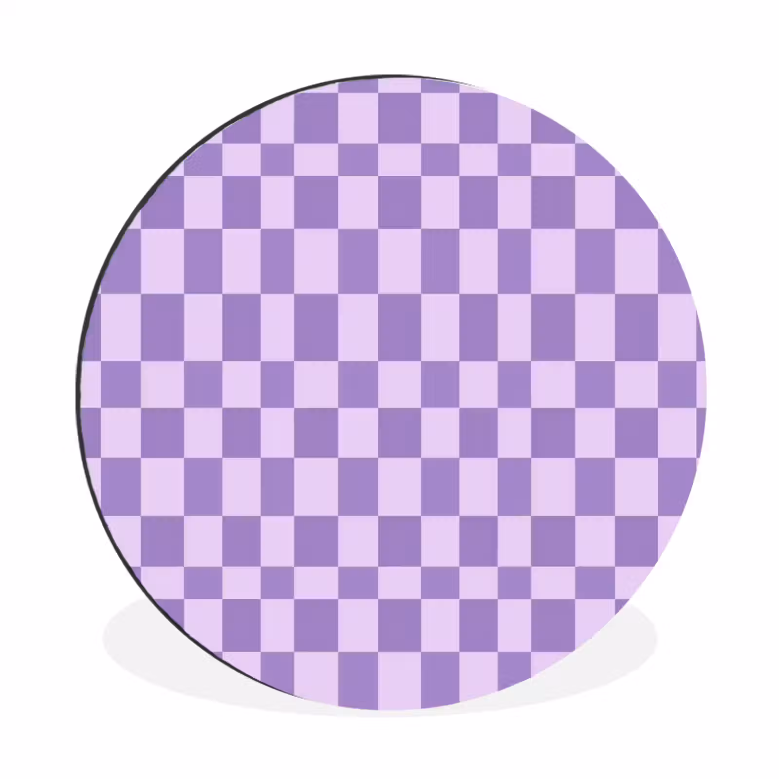 Alu-Dibond-Bild Rund - Lila – Geometrisch – Schachbrettmuster – Blöcke – Muster — 1