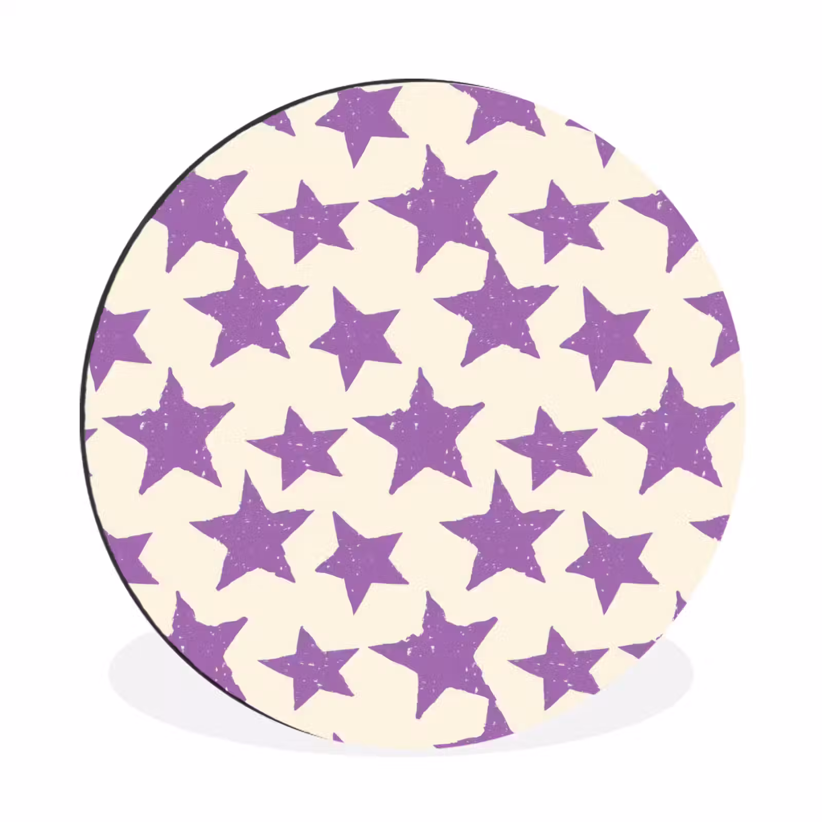 Alu-Dibond-Bild Rund - Lila – Geometrisch – Sterne – Stempel – Muster — 1