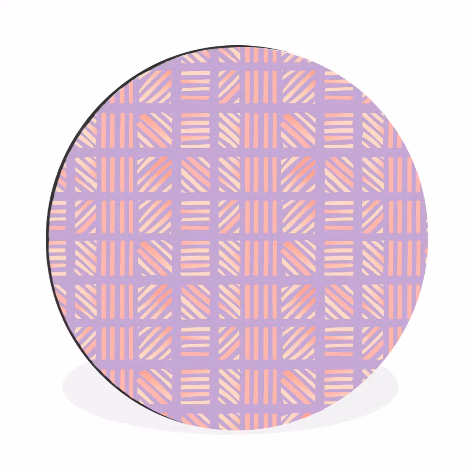 Alu-Dibond-Bild Rund - Lila – Rosa – Geometrisch – Streifen – Blöcke – Muster — 1