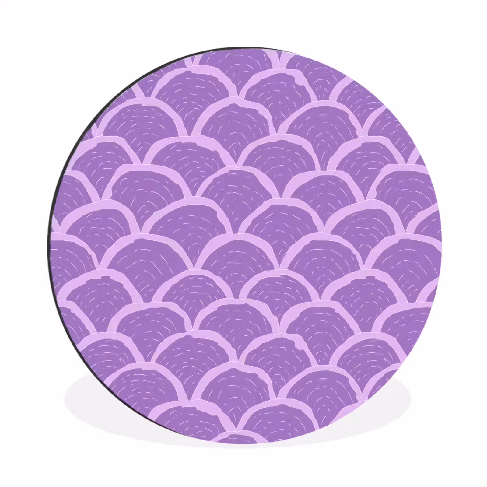 Alu-Dibond-Bild Rund - Lila – Schuppen – Muscheln – Handgezeichnet – Muster — 1