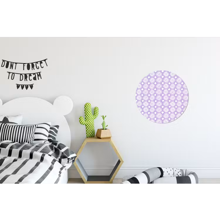 Alu-Dibond-Bild Rund - Lila – Botanisch – Blumen – Gänseblümchen – Muster — 4