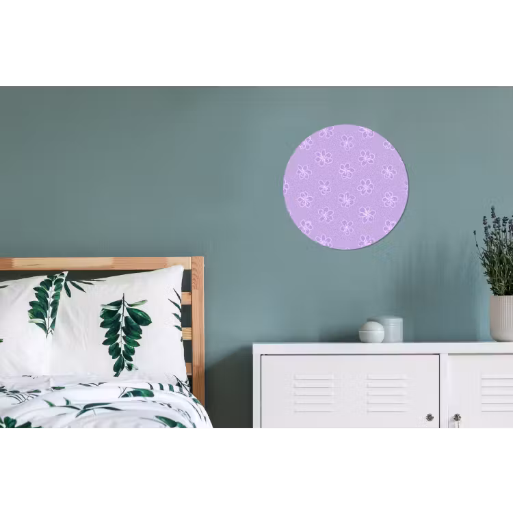 Alu-Dibond-Bild Rund - Lila – Botanisch – Blumen – Handgezeichnet – Muster — 5