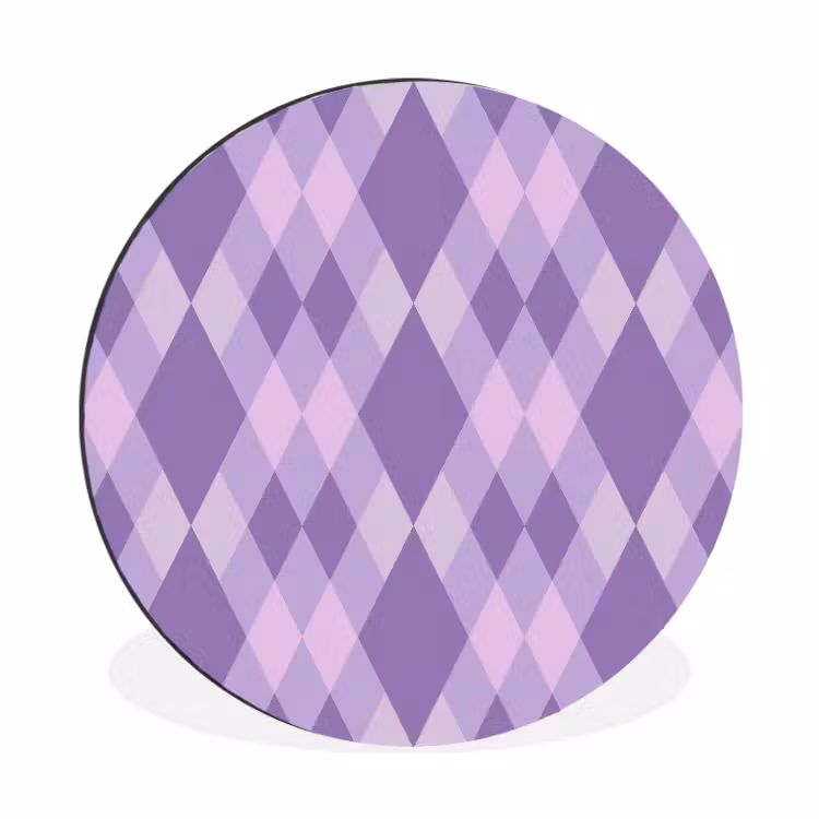 Alu-Dibond-Bild Rund - Lila – Geometrisch – Rauten – Argyle – Muster — 1