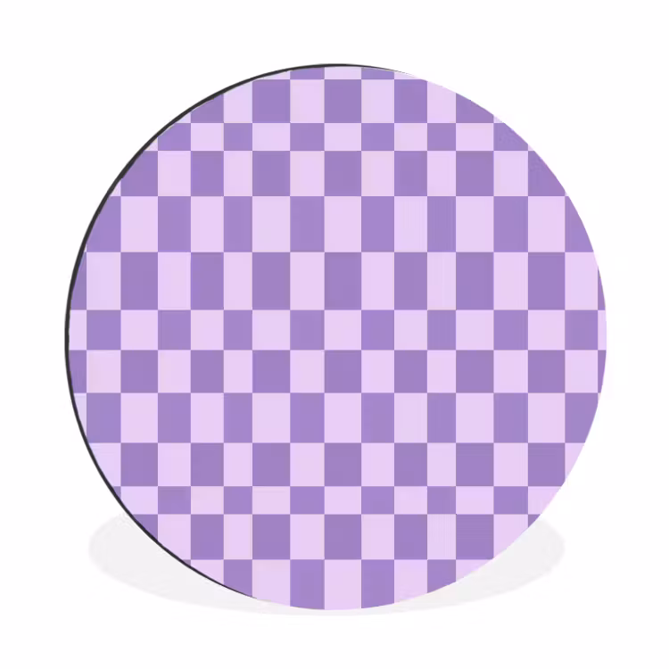 Alu-Dibond-Bild Rund - Lila – Geometrisch – Schachbrettmuster – Blöcke – Muster — 1