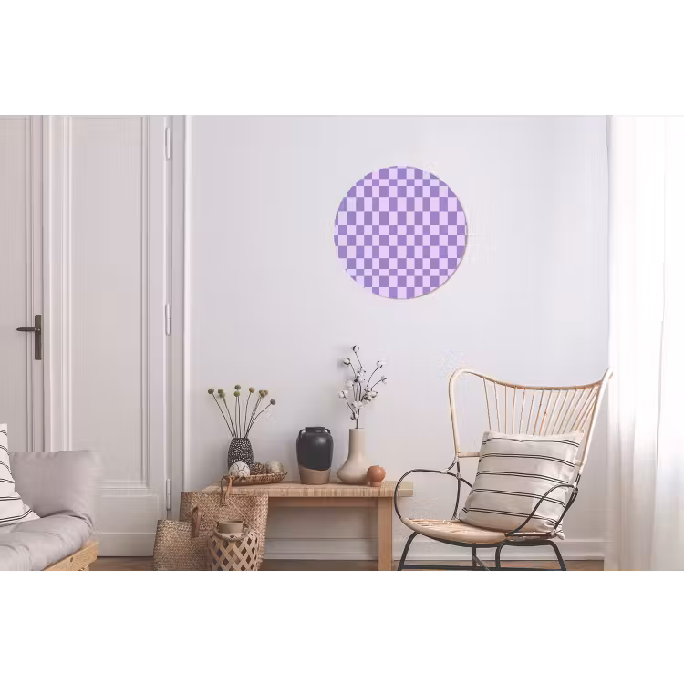 Alu-Dibond-Bild Rund - Lila – Geometrisch – Schachbrettmuster – Blöcke – Muster — 2