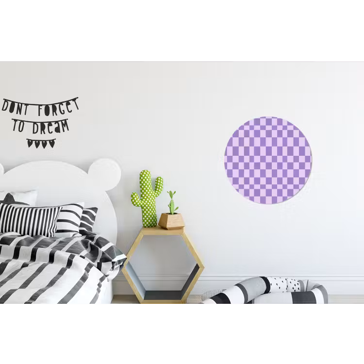 Alu-Dibond-Bild Rund - Lila – Geometrisch – Schachbrettmuster – Blöcke – Muster — 4