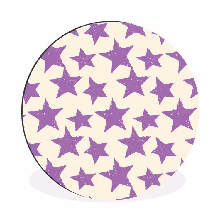 Alu-Dibond-Bild Rund - Lila – Geometrisch – Sterne – Stempel – Muster — 1