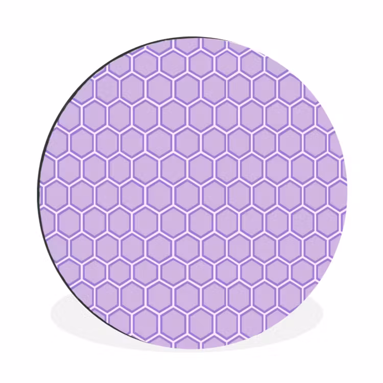 Alu-Dibond-Bild Rund - Lila – Geometrisch – Wabenmuster – Bienenwabe – Muster — 1