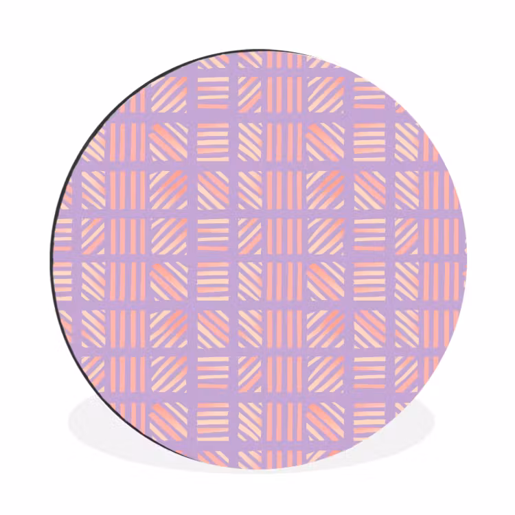 Alu-Dibond-Bild Rund - Lila – Rosa – Geometrisch – Streifen – Blöcke – Muster — 1