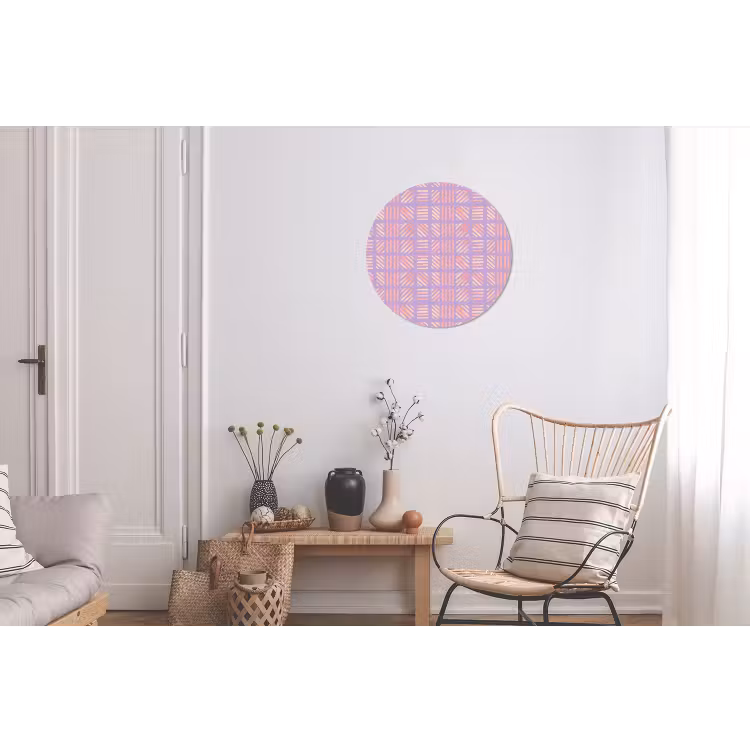 Alu-Dibond-Bild Rund - Lila – Rosa – Geometrisch – Streifen – Blöcke – Muster — 2