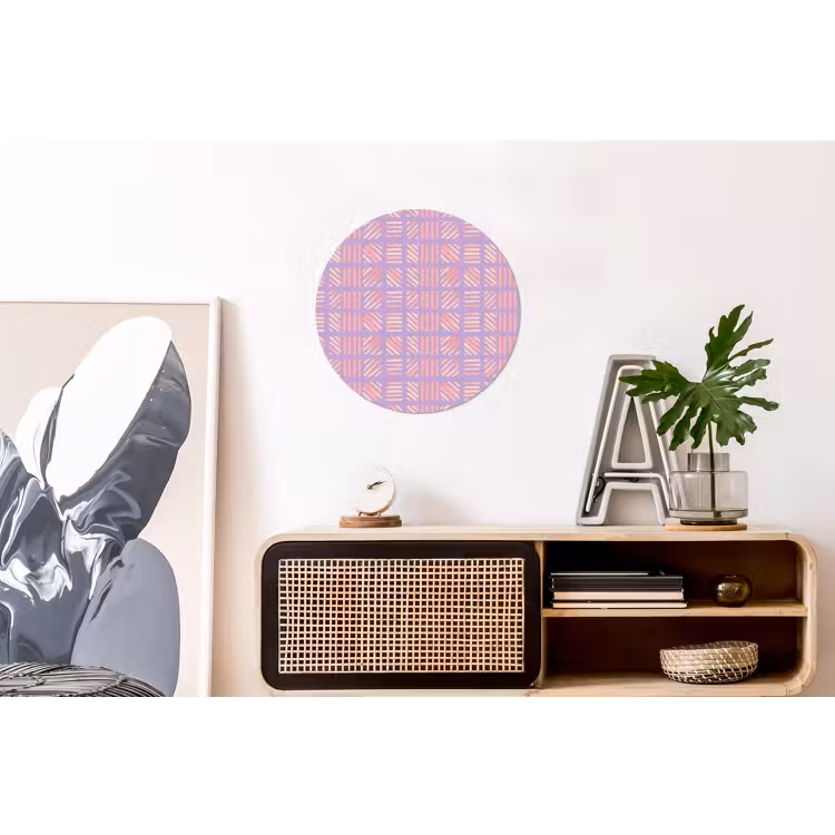 Alu-Dibond-Bild Rund - Lila – Rosa – Geometrisch – Streifen – Blöcke – Muster — 3