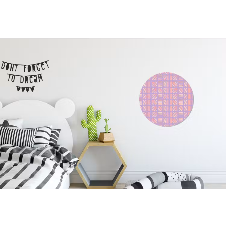 Alu-Dibond-Bild Rund - Lila – Rosa – Geometrisch – Streifen – Blöcke – Muster — 4