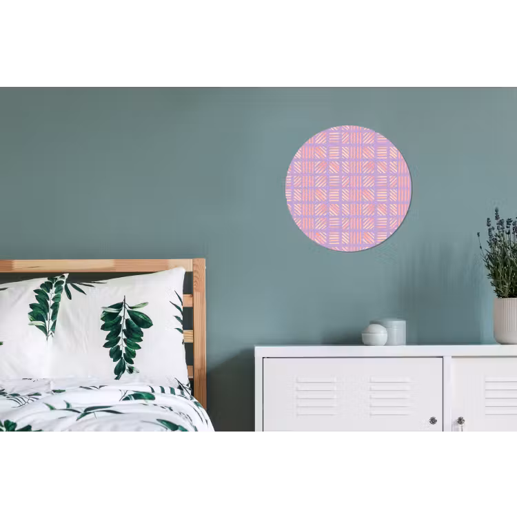 Alu-Dibond-Bild Rund - Lila – Rosa – Geometrisch – Streifen – Blöcke – Muster — 5