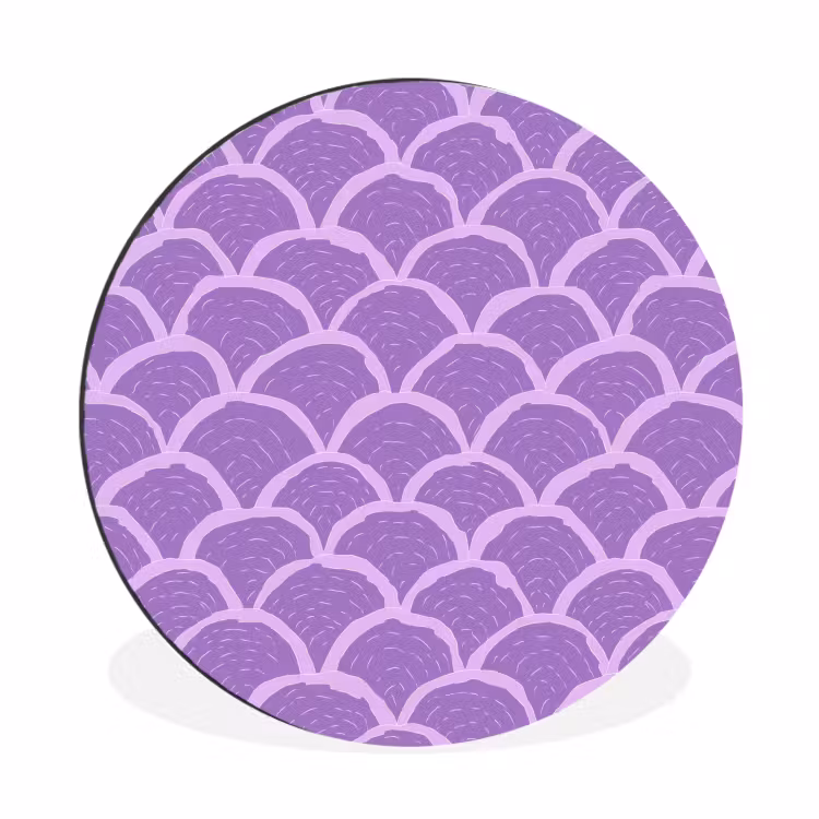 Alu-Dibond-Bild Rund - Lila – Schuppen – Muscheln – Handgezeichnet – Muster — 1