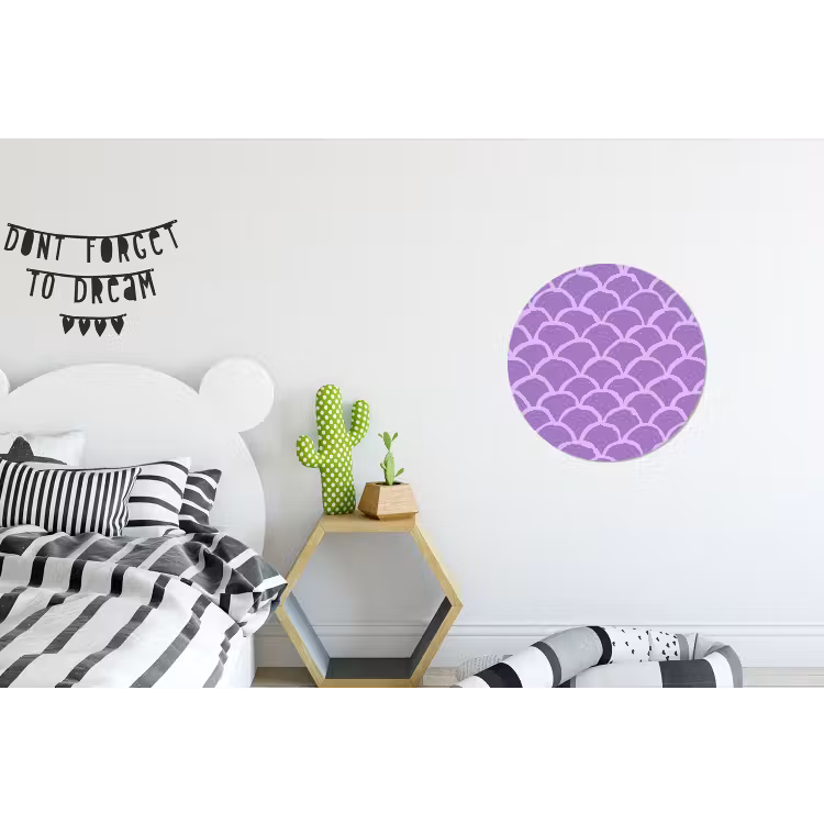 Alu-Dibond-Bild Rund - Lila – Schuppen – Muscheln – Handgezeichnet – Muster — 4