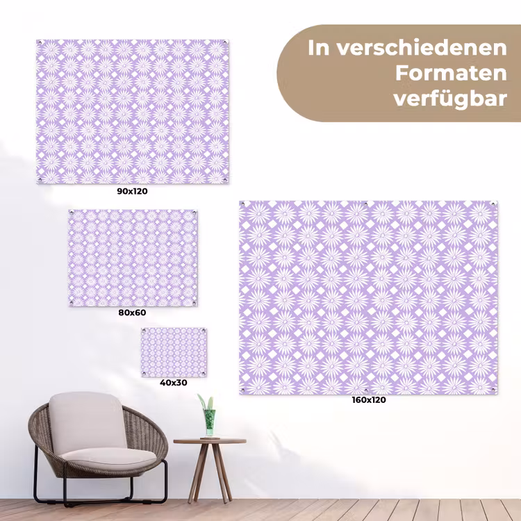 Gartenposter - Lila – Botanisch – Blumen – Gänseblümchen – Muster — 6