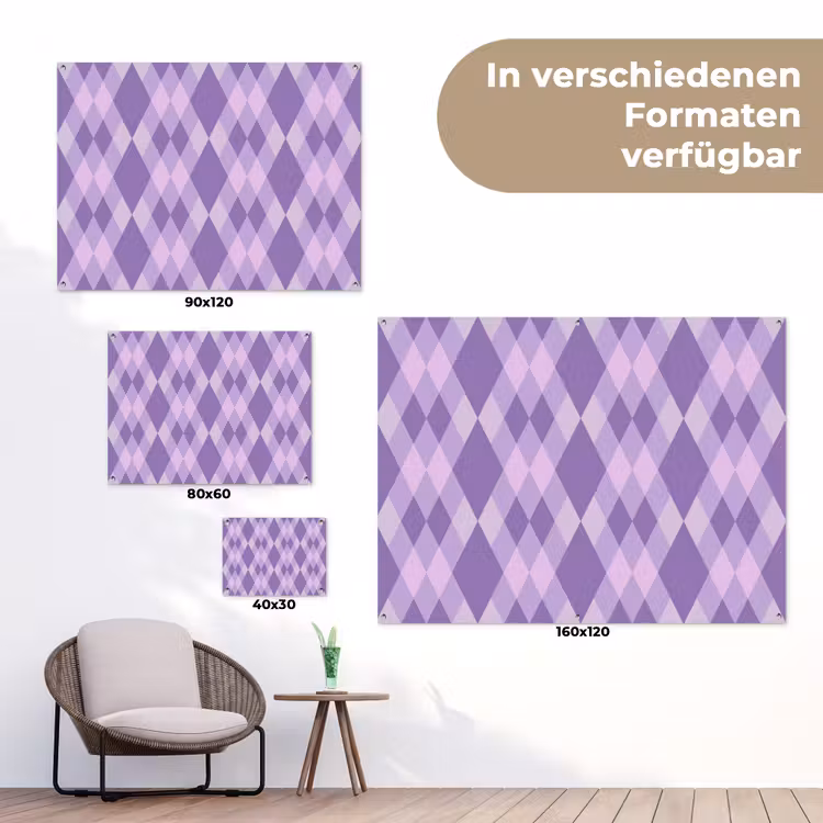 Gartenposter - Lila – Geometrisch – Rauten – Argyle – Muster — 6