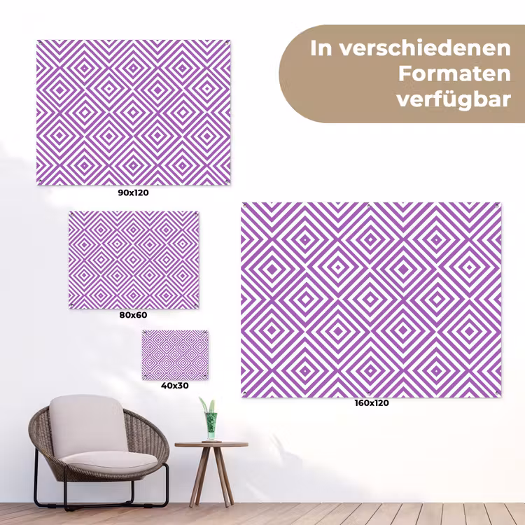 Gartenposter - Lila – Geometrisch – Rauten – Konzentrisch – Muster — 6