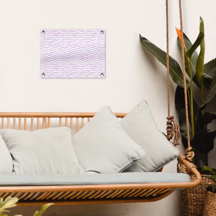 Gartenposter - Lila – Geometrisch – Wellen – Linien – Muster — 4