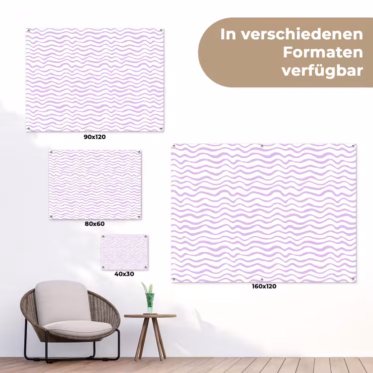 Gartenposter - Lila – Geometrisch – Wellen – Linien – Muster — 6