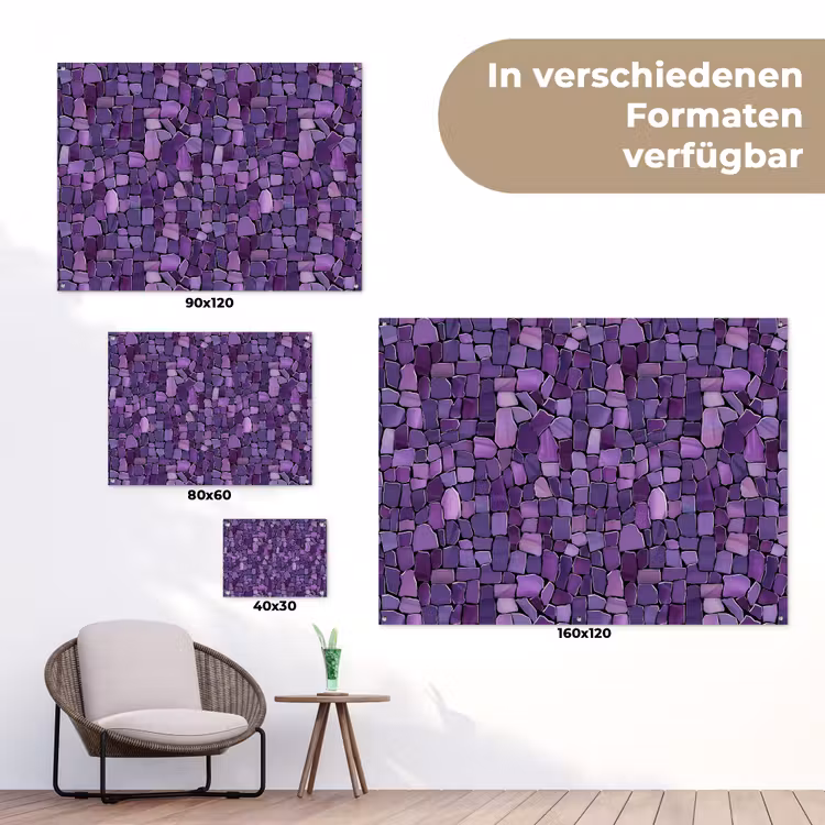 Gartenposter - Lila – Mosaik – Scherben – Stein – Muster — 6