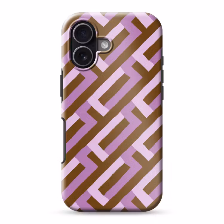 Handyhülle Toughcase - Braun – Rosa – Geometrisch – Mäander – Muster — 1