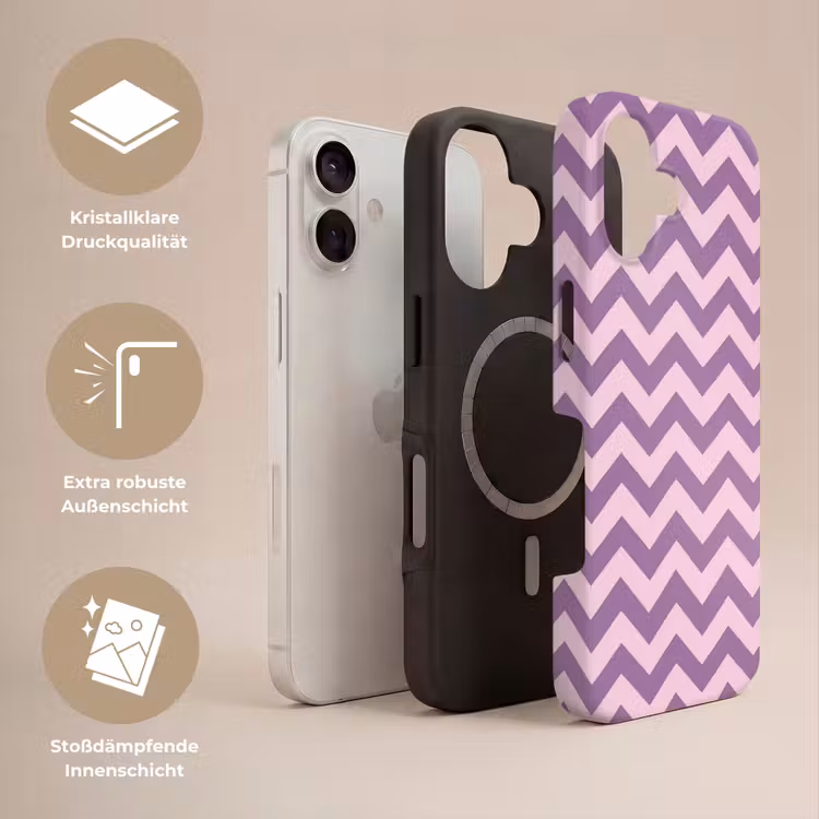 Handyhülle Toughcase - Lila – Rosa – Geometrisch – Chevron – Zickzack – Muster — 3