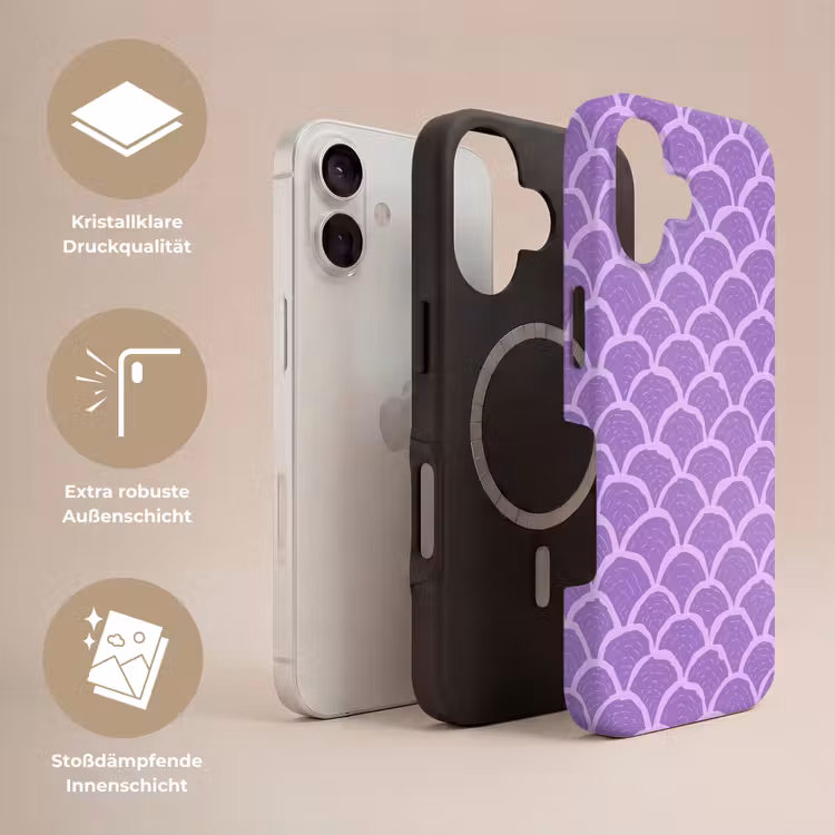 Handyhülle Toughcase - Lila – Schuppen – Muscheln – Handgezeichnet – Muster — 3