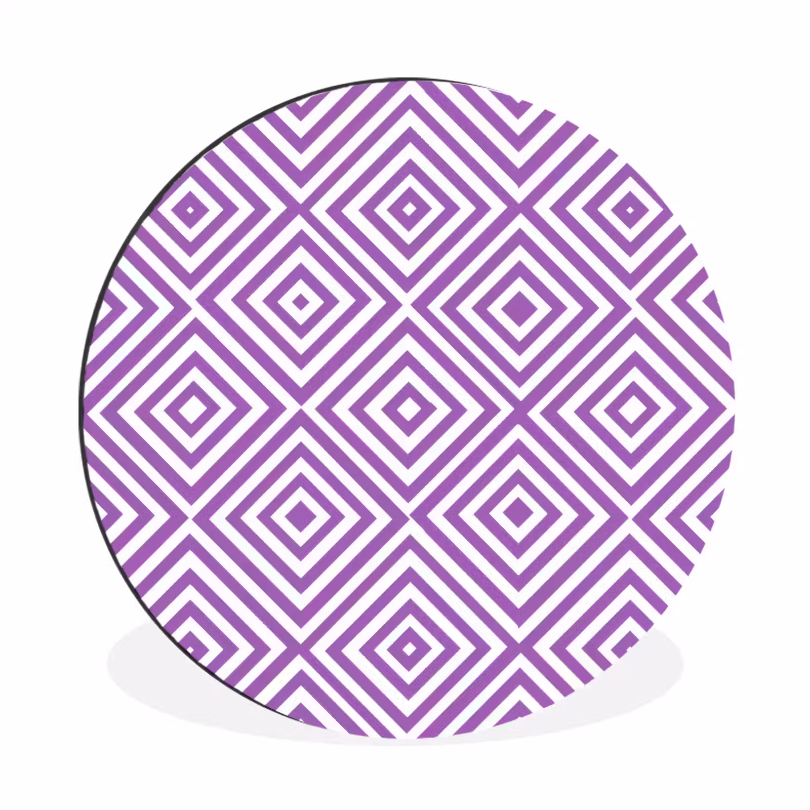 Alu-Dibond-Bild Rund - Lila – Geometrisch – Rauten – Konzentrisch – Muster — 1