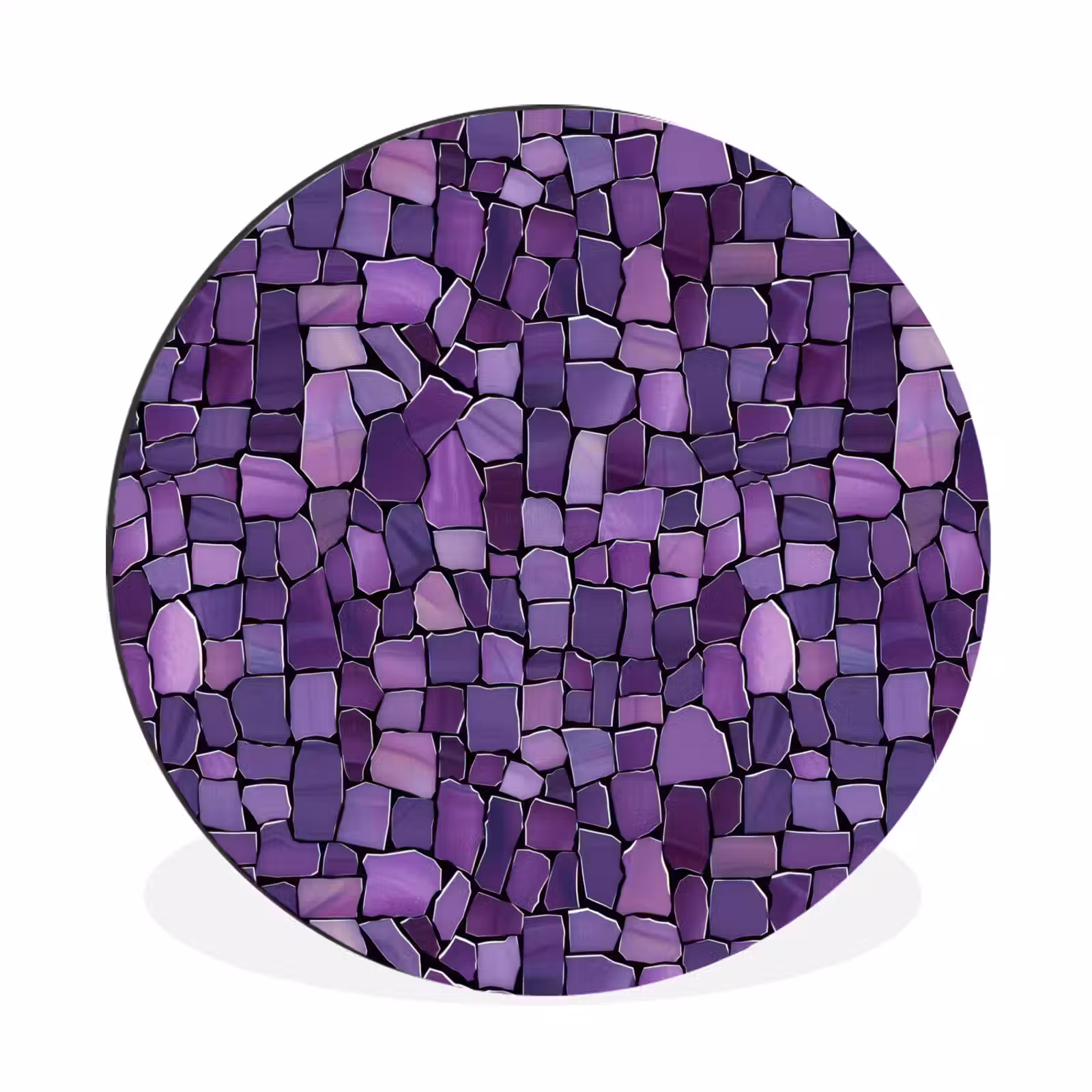 Alu-Dibond-Bild Rund - Lila – Mosaik – Scherben – Stein – Muster — 1