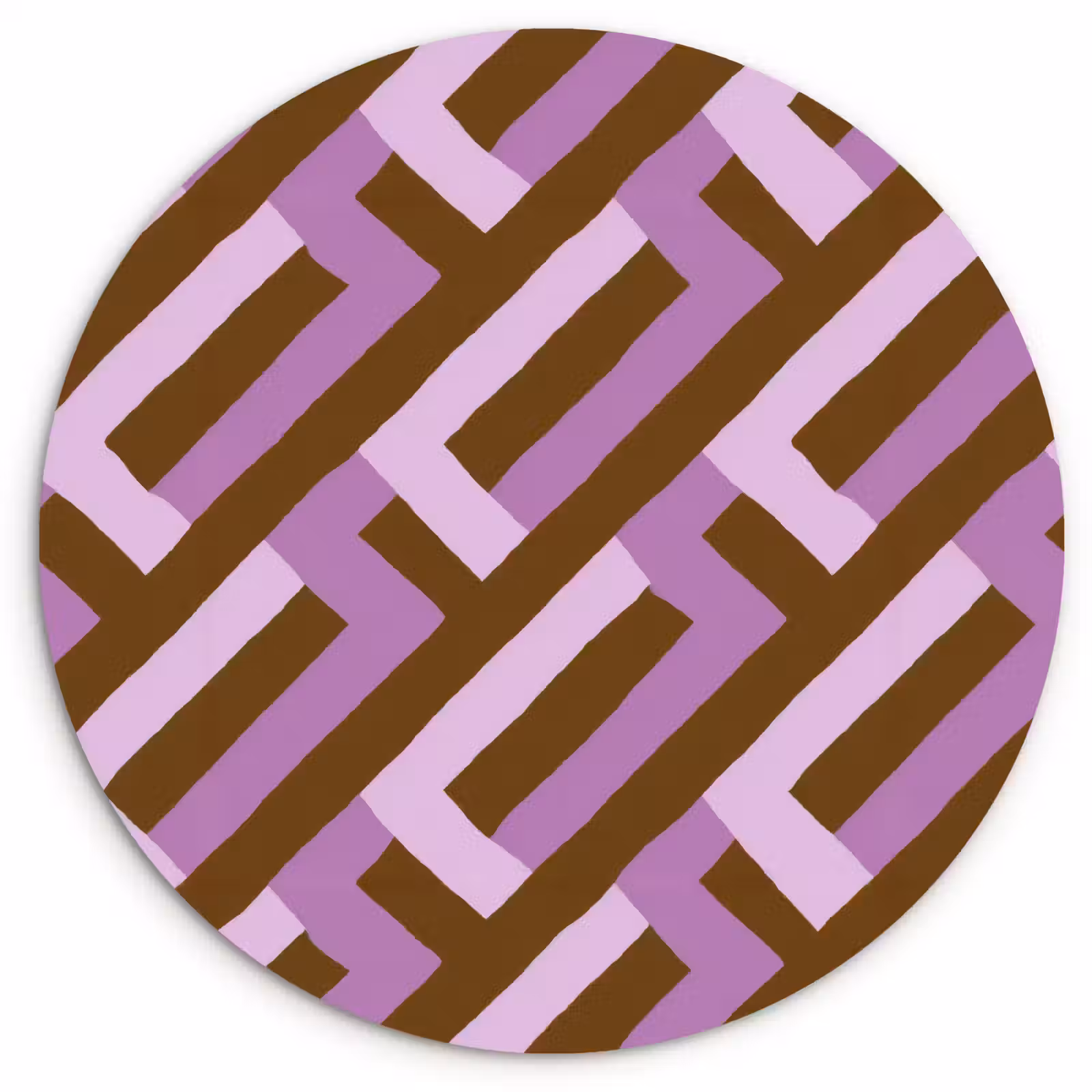 Glasbild Rund - Braun – Rosa – Geometrisch – Mäander – Muster — 1
