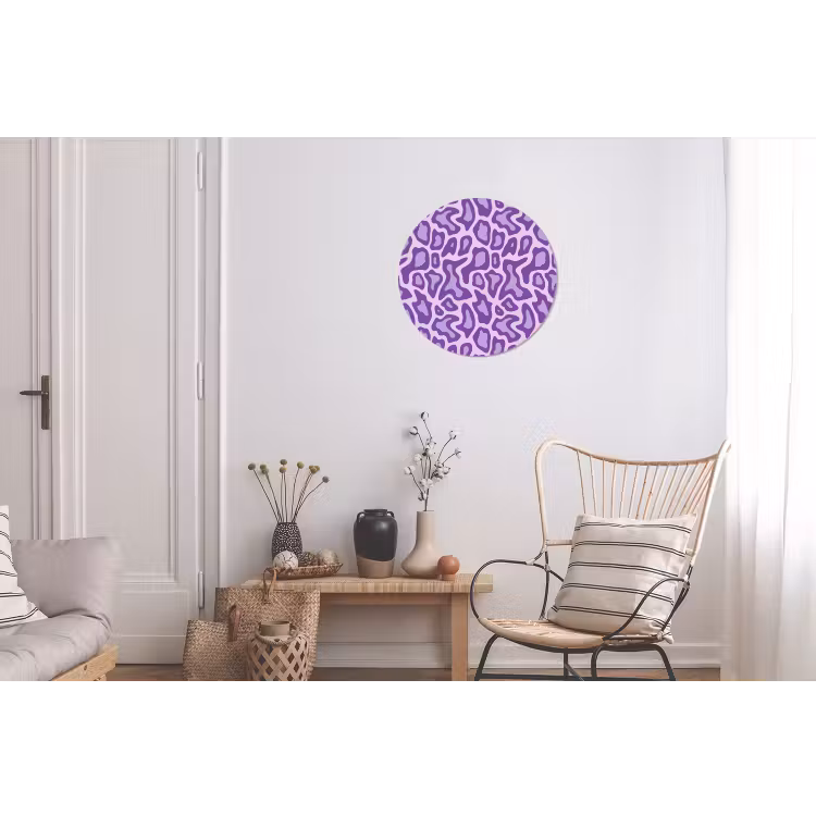 Alu-Dibond-Bild Rund - Lila – Abstrakt – Leopard – Flecken – Groovy – Muster — 2
