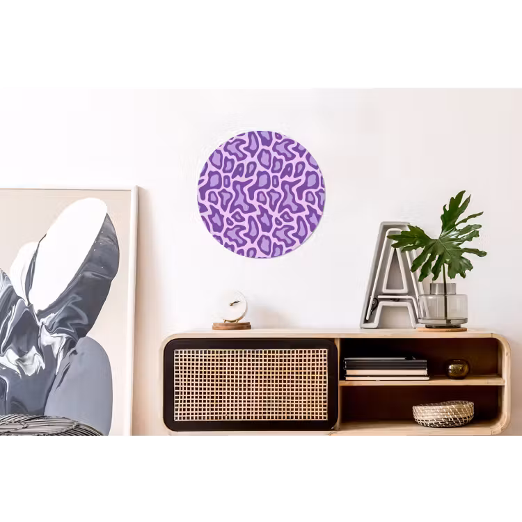 Alu-Dibond-Bild Rund - Lila – Abstrakt – Leopard – Flecken – Groovy – Muster — 3