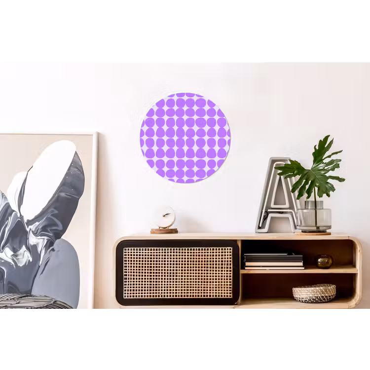 Alu-Dibond-Bild Rund - Lila – Geometrisch – Punkte – Polka Dot – Muster — 3
