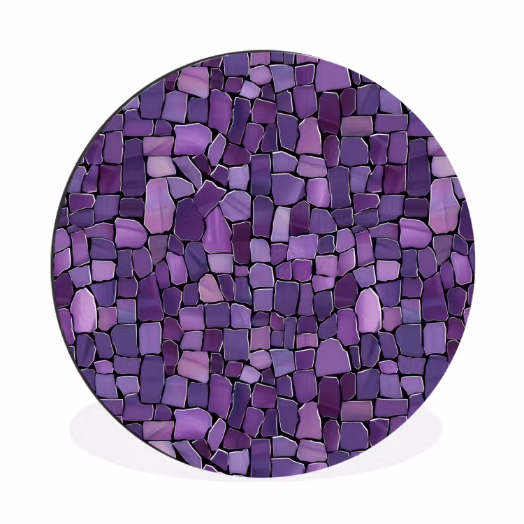 Alu-Dibond-Bild Rund - Lila – Mosaik – Scherben – Stein – Muster — 1