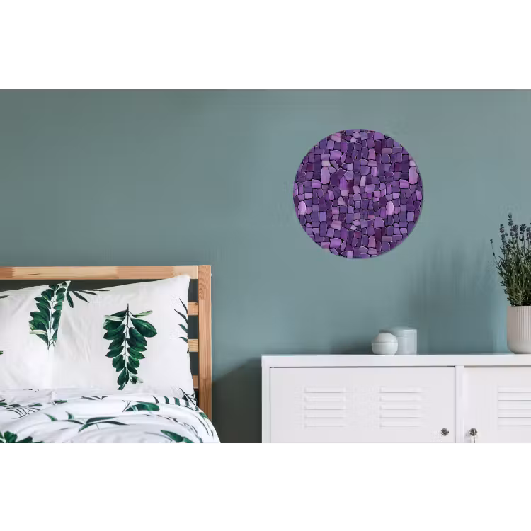 Alu-Dibond-Bild Rund - Lila – Mosaik – Scherben – Stein – Muster — 5