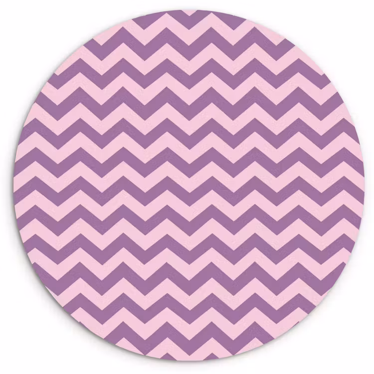 Glasbild Rund - Lila – Rosa – Geometrisch – Chevron – Zickzack – Muster — 1