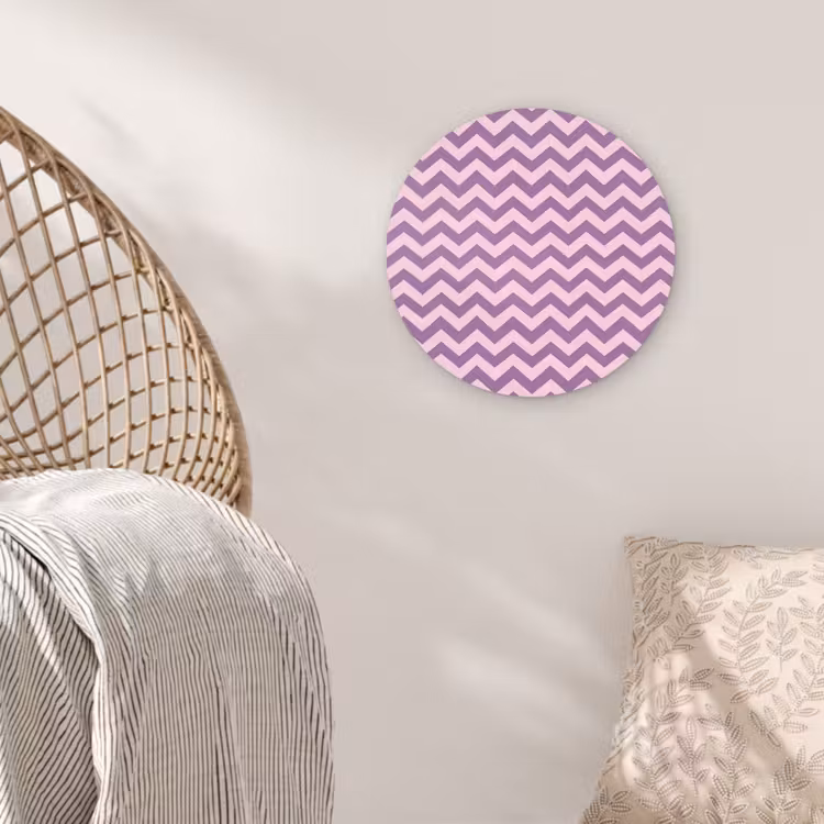Glasbild Rund - Lila – Rosa – Geometrisch – Chevron – Zickzack – Muster — 5