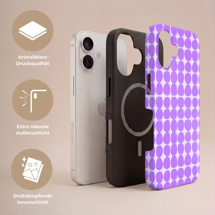Handyhülle Toughcase - Lila – Geometrisch – Punkte – Polka Dot – Muster — 3