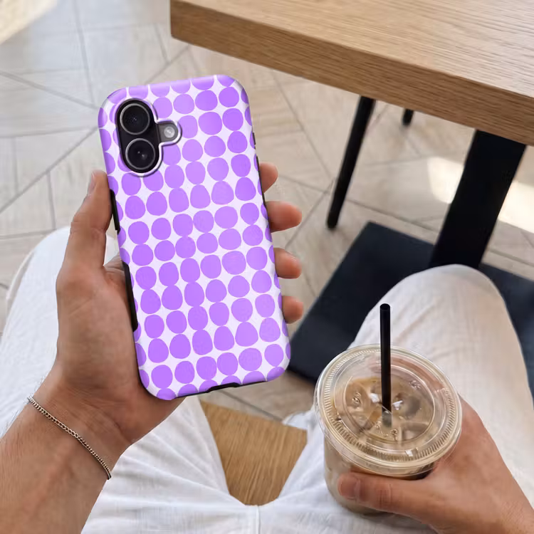 Handyhülle Toughcase - Lila – Geometrisch – Punkte – Polka Dot – Muster — 4
