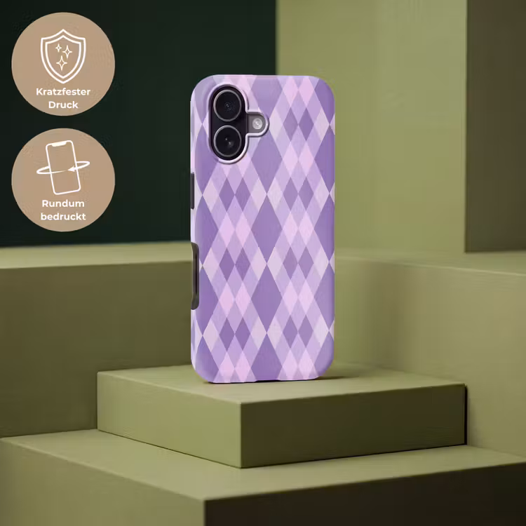 Handyhülle Toughcase - Lila – Geometrisch – Rauten – Argyle – Muster — 7