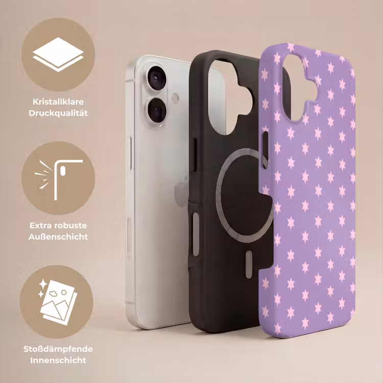 Handyhülle Toughcase - Lila – Rosa – Sterne – Geometrisch – Muster — 3