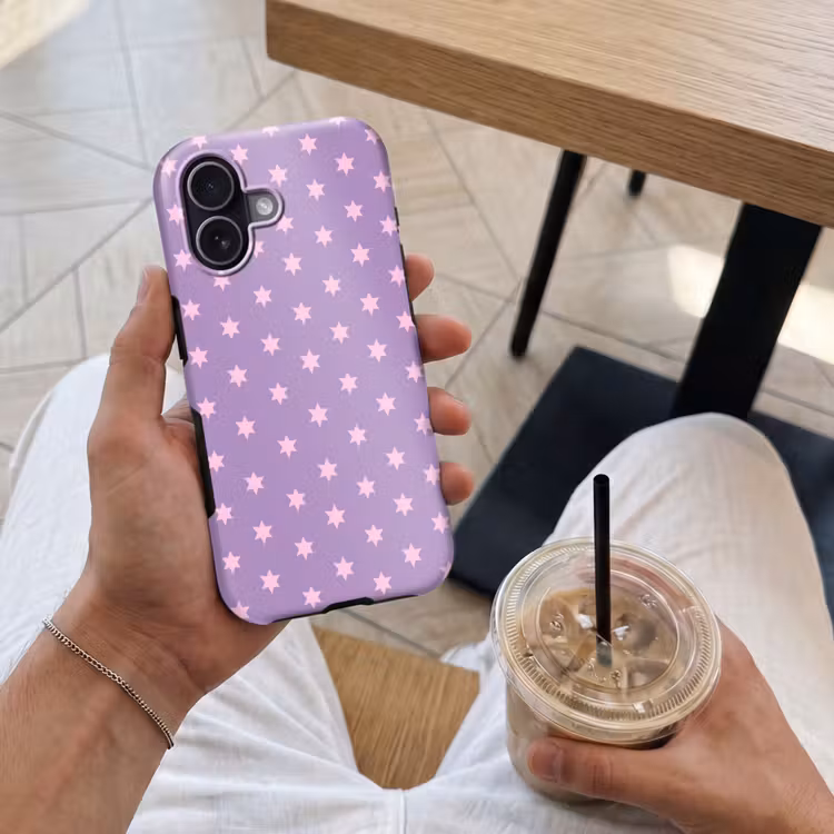 Handyhülle Toughcase - Lila – Rosa – Sterne – Geometrisch – Muster — 4