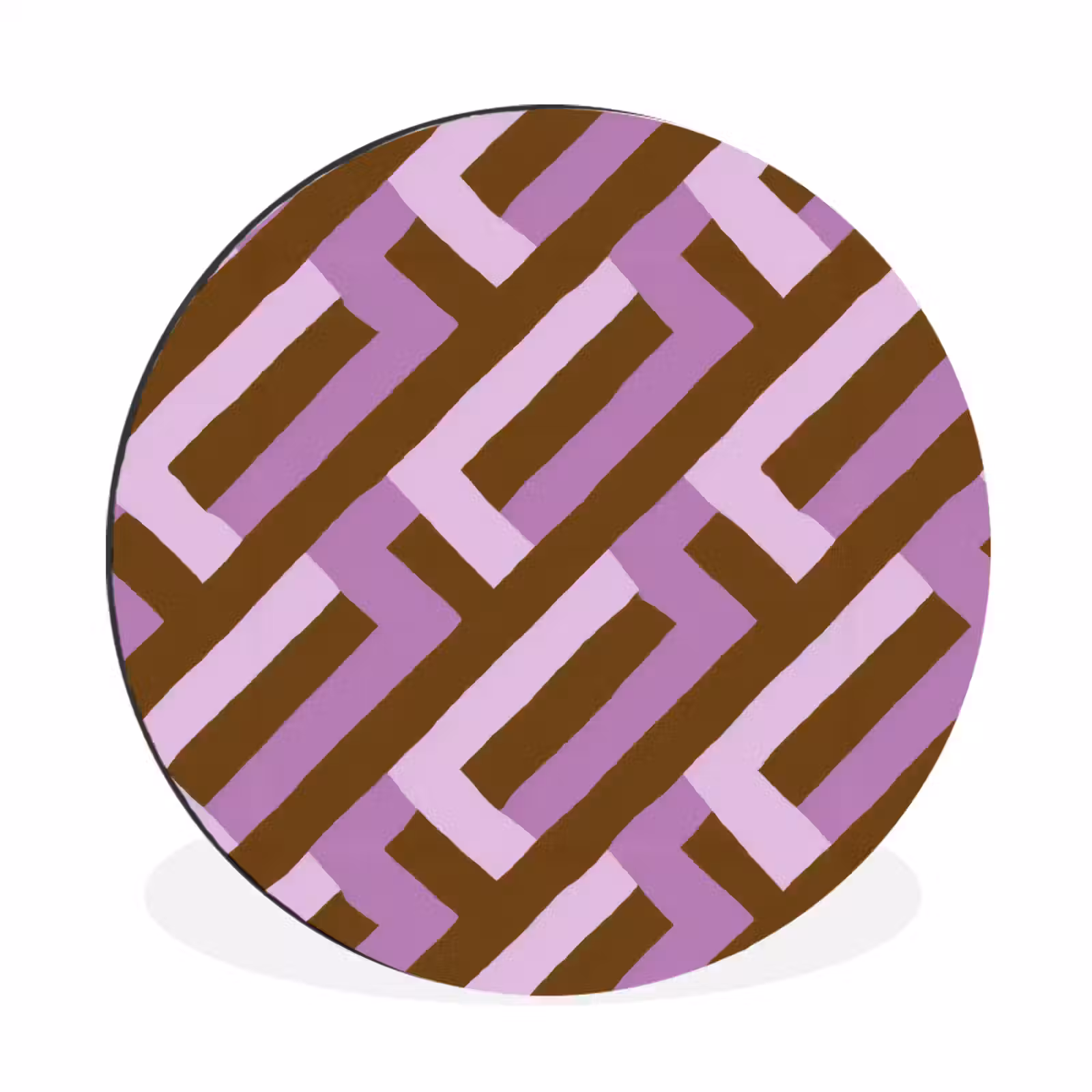 Alu-Dibond-Bild Rund - Braun – Rosa – Geometrisch – Mäander – Muster — 1