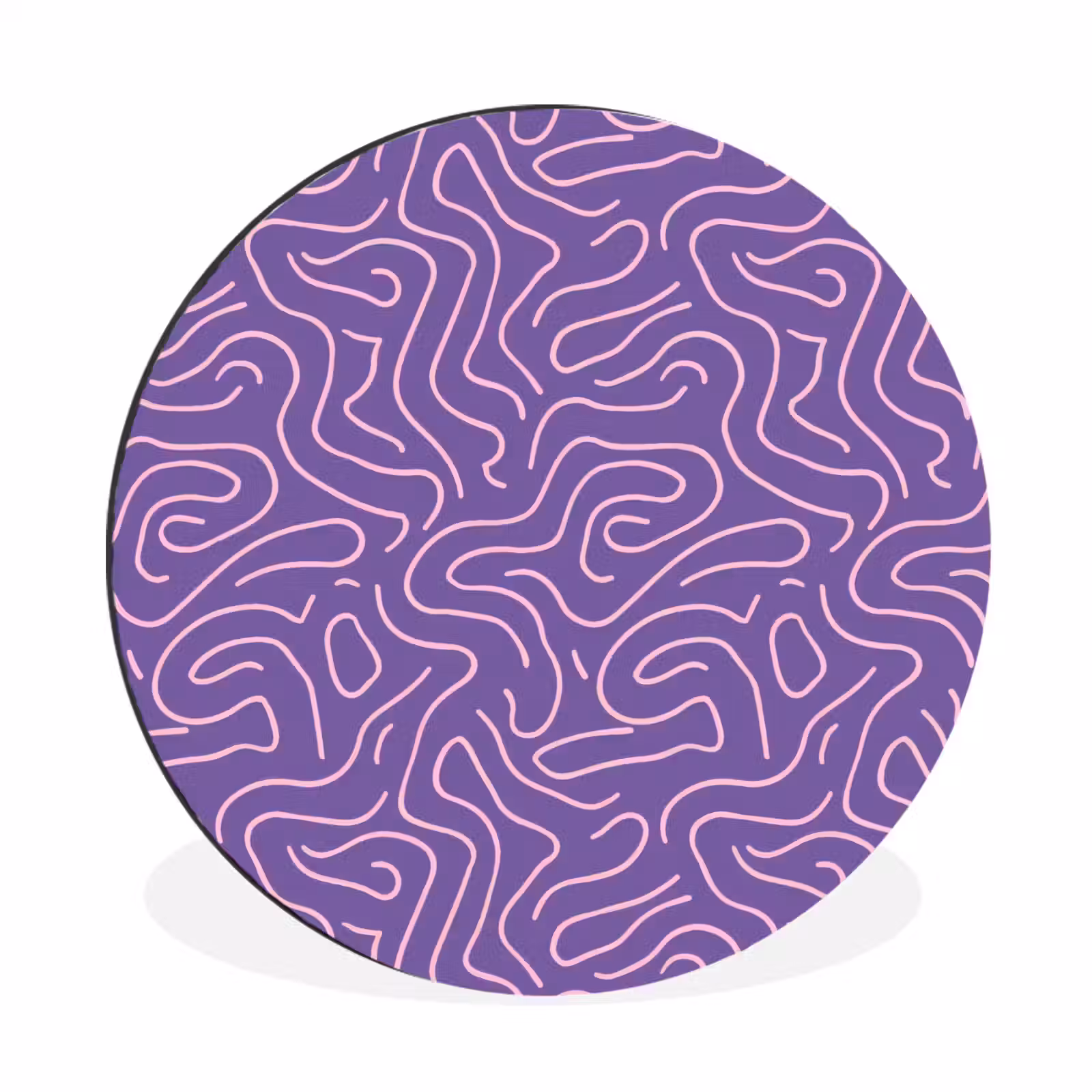 Alu-Dibond-Bild Rund - Lila – Rosa – Abstrakt – Linien – Labyrinth – Muster — 1