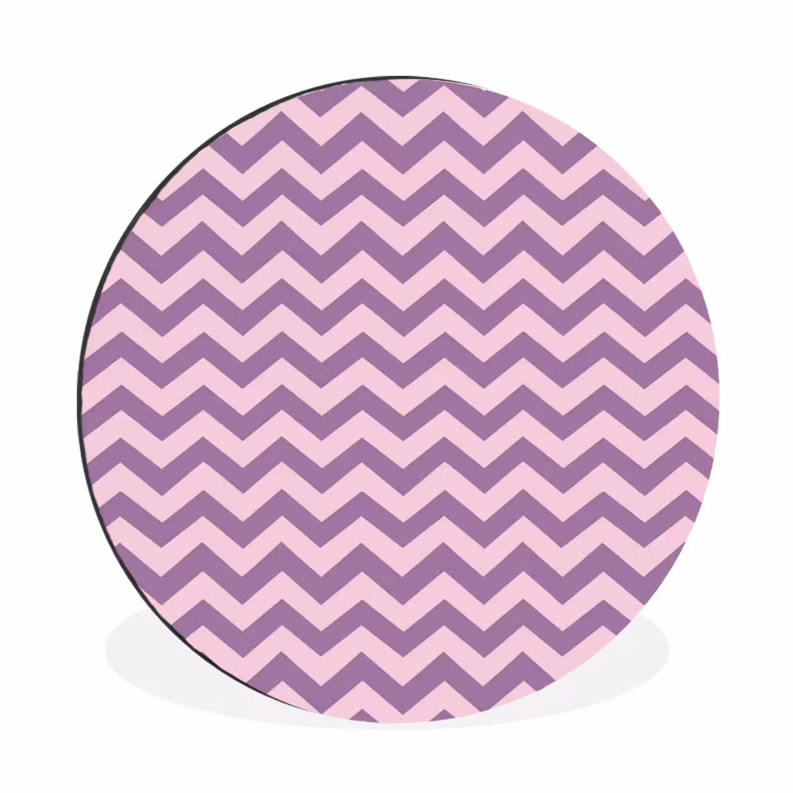 Alu-Dibond-Bild Rund - Lila – Rosa – Geometrisch – Chevron – Zickzack – Muster — 1